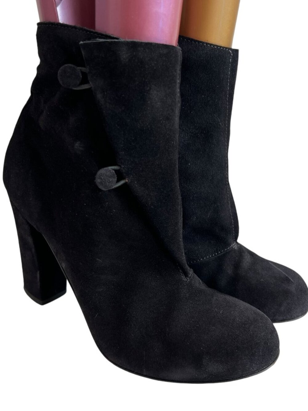 Massimo Alba boots 38.5 US 8.5 black suede button short shaft block heeled